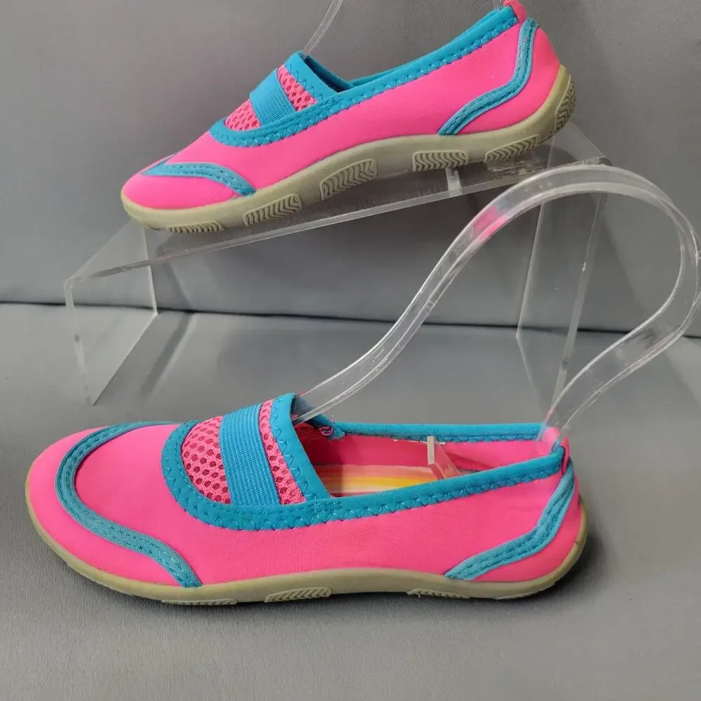 Athletic Works Water Shoes Girls Youth 11-12 Mesh Soft Bright Pink Blue Fast Dry